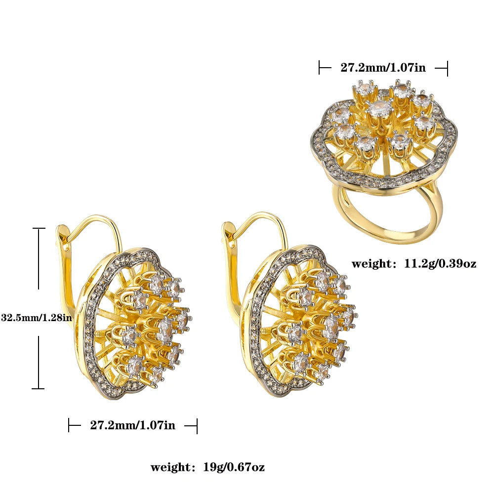 Russian Earrings and Ring Set - Yellow Gold
