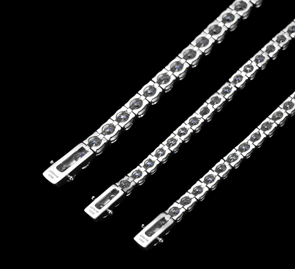 S925 3mm VVS1 Moissanite Tennis Bracelet - White Gold