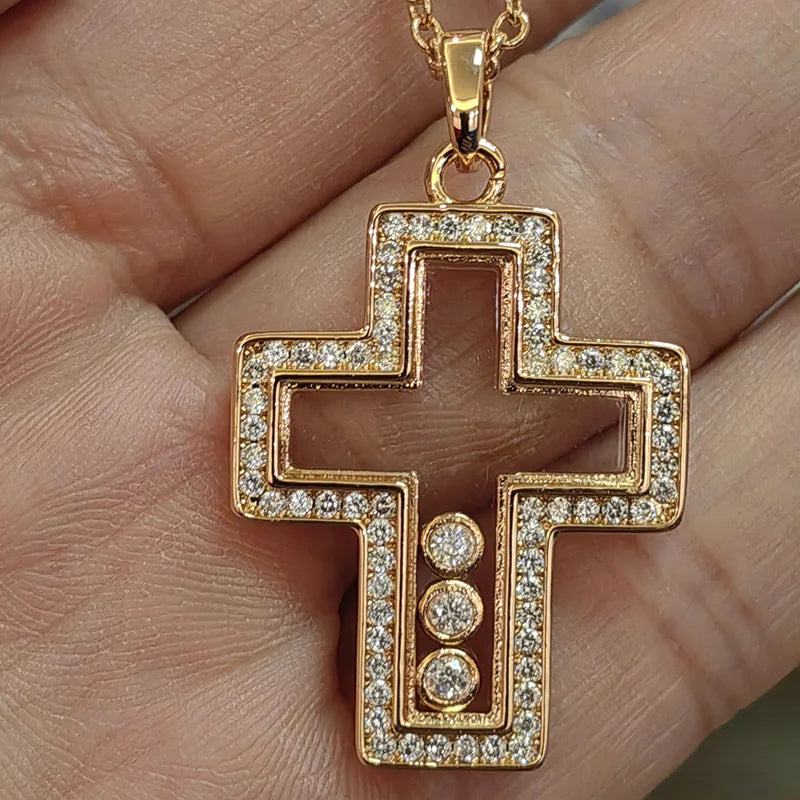 Floating Diamonds Cross Pendant