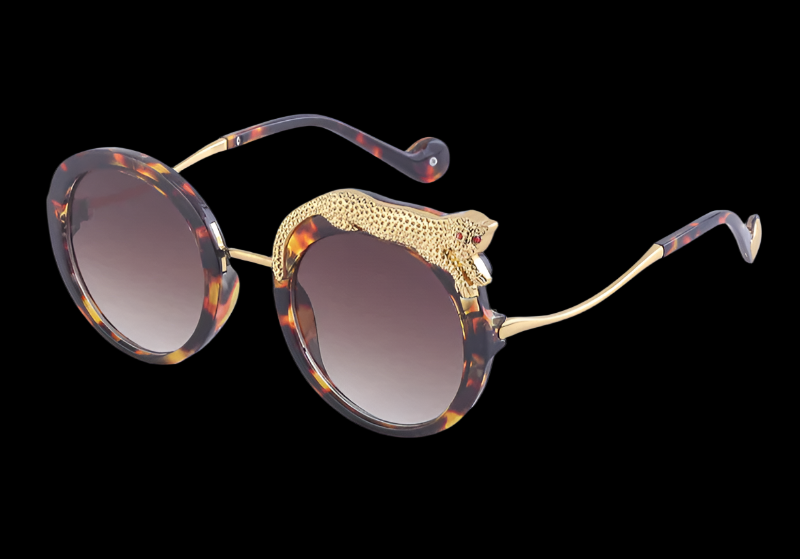 Vintage Panthere Round Sunglasses