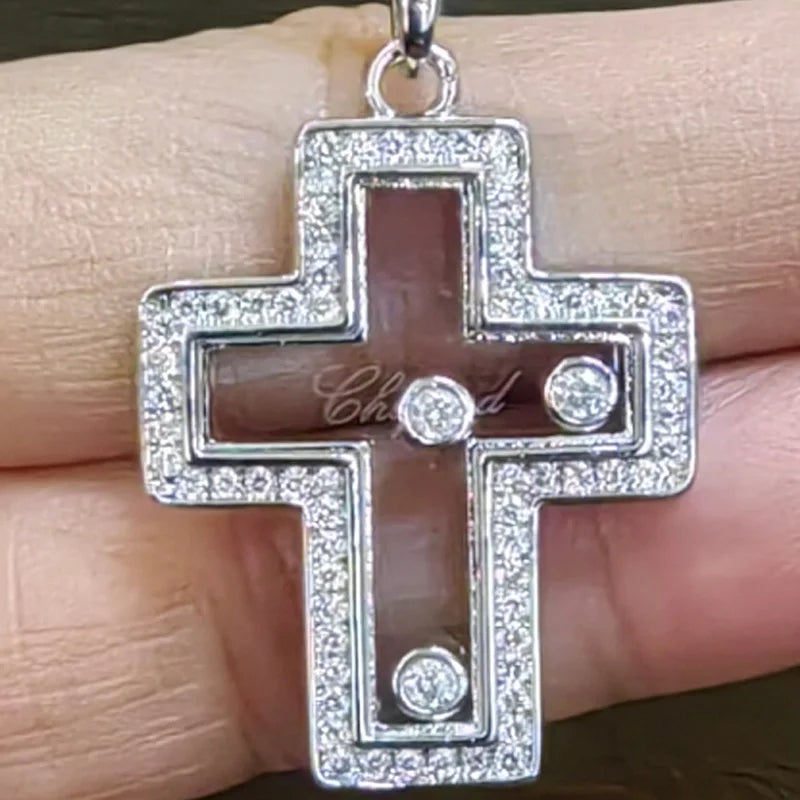 Floating Diamonds Cross Pendant