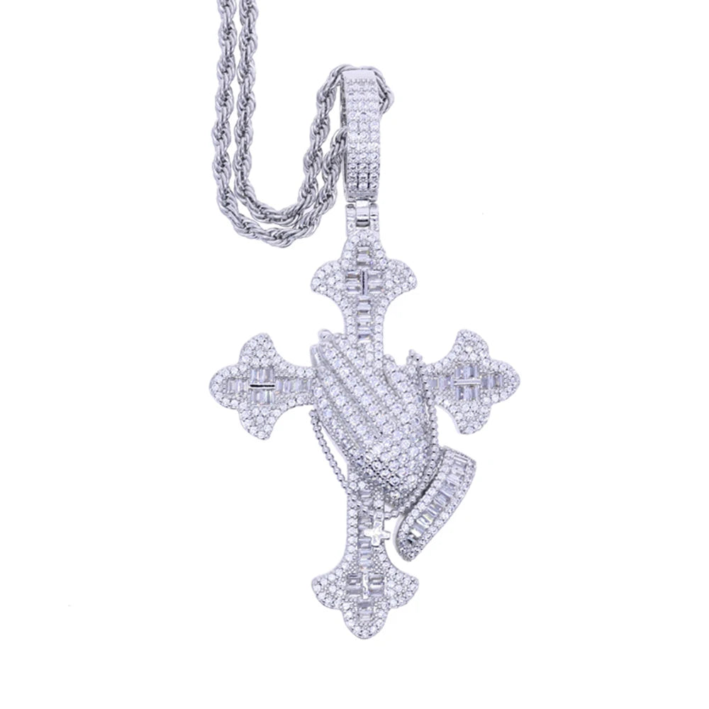 Praying Hands Cross Pendant