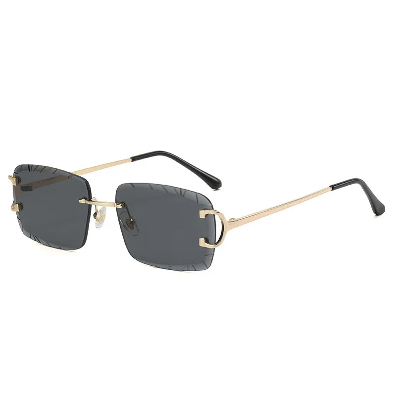 Diamond Cut Rimless Unisex Sunglasses