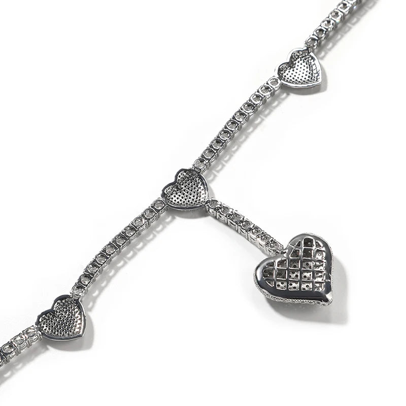 Heart Drop Tennis Necklace