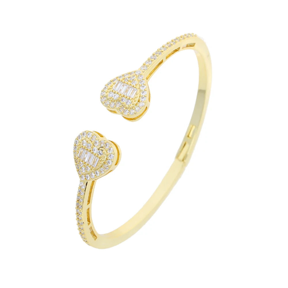 Iced Heart Cuff Bracelet
