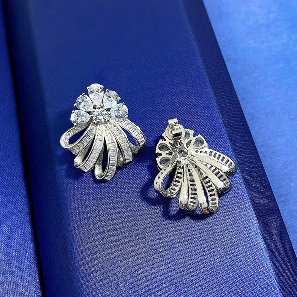 S925 Wave Earrings - White Gold
