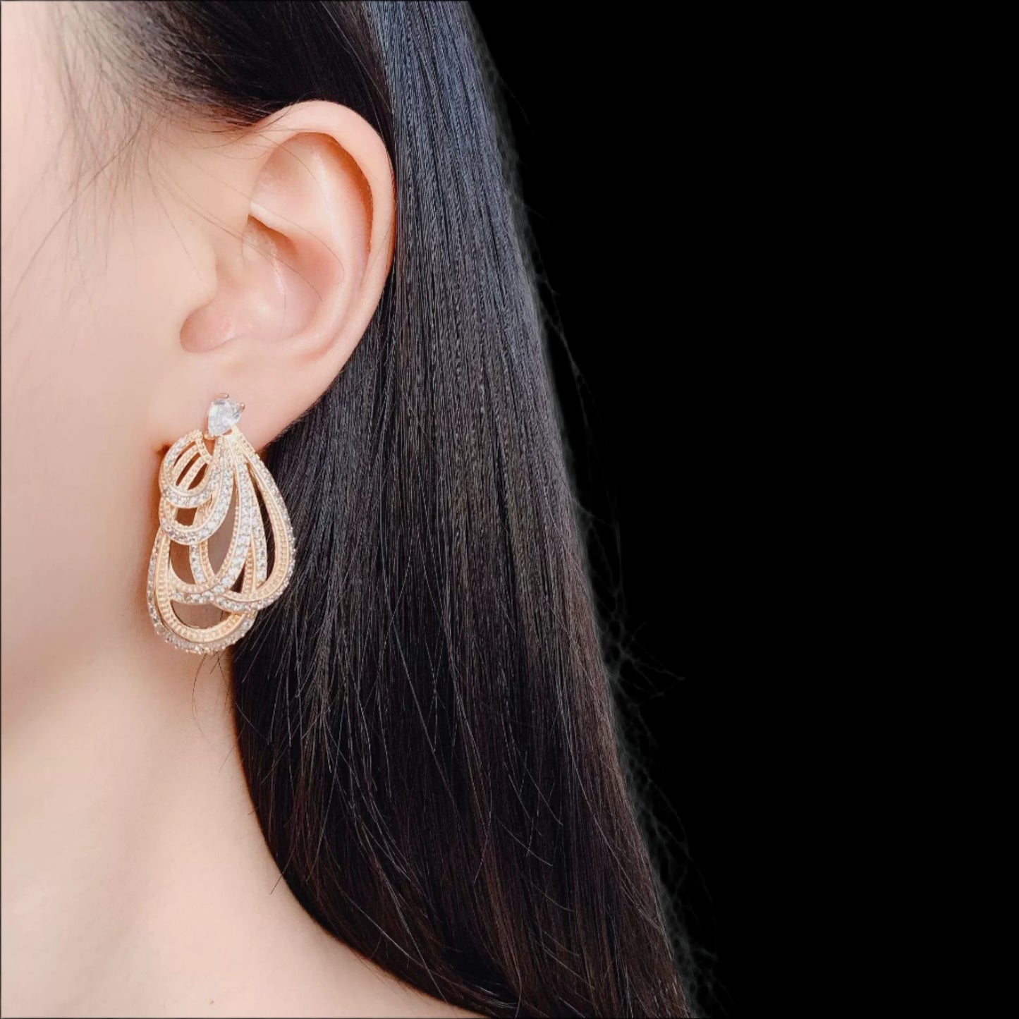 Cascade Teardrop 2 in 1 Earrings