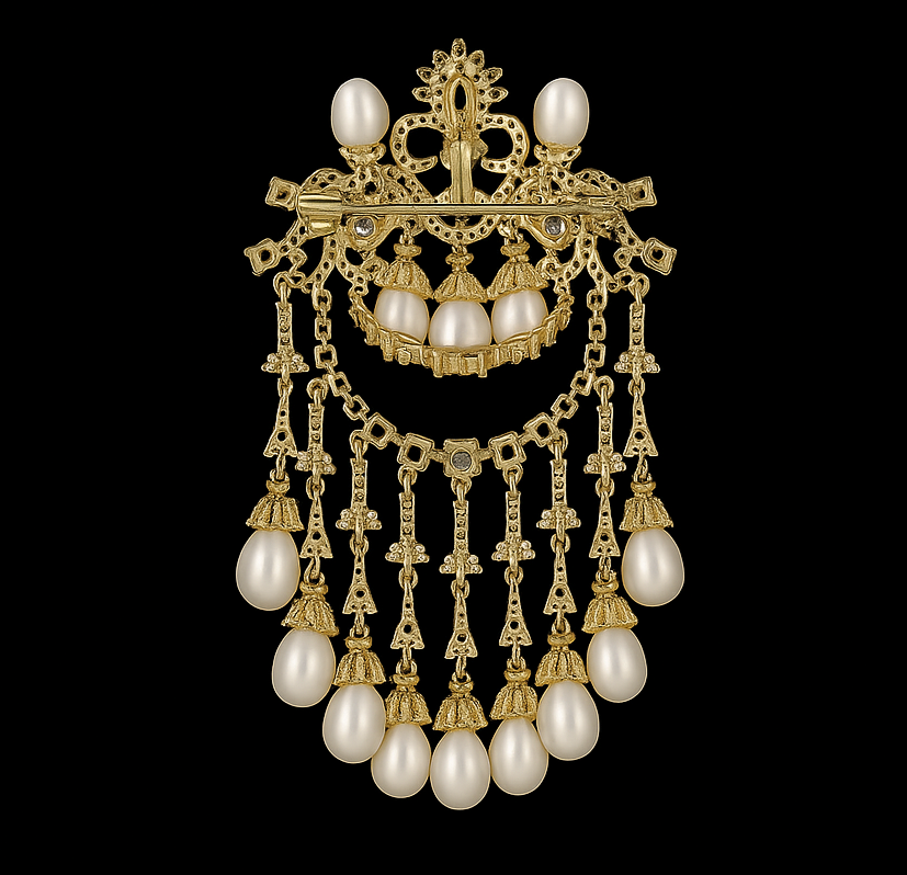 Baroque Pearl Cascade Brooch