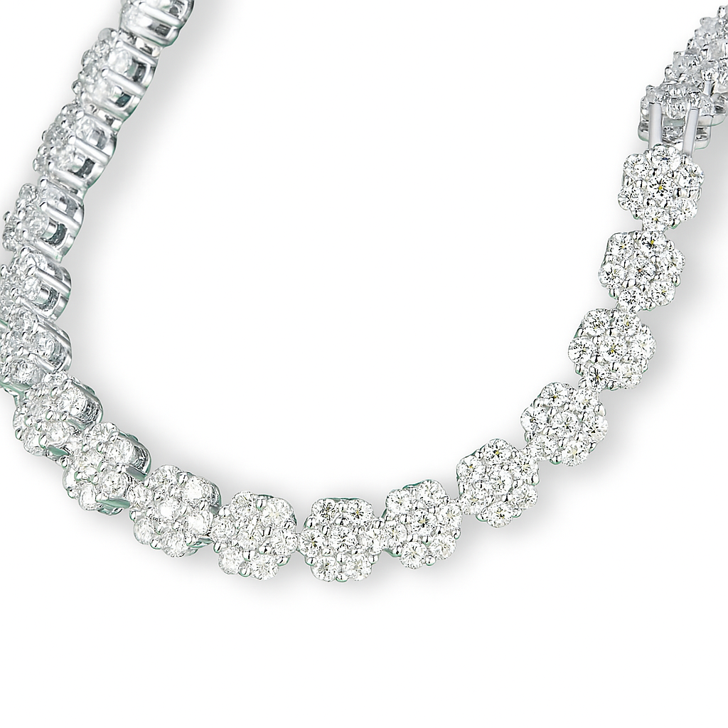Floral Moissanite Tennis Bracelet & Necklace S925