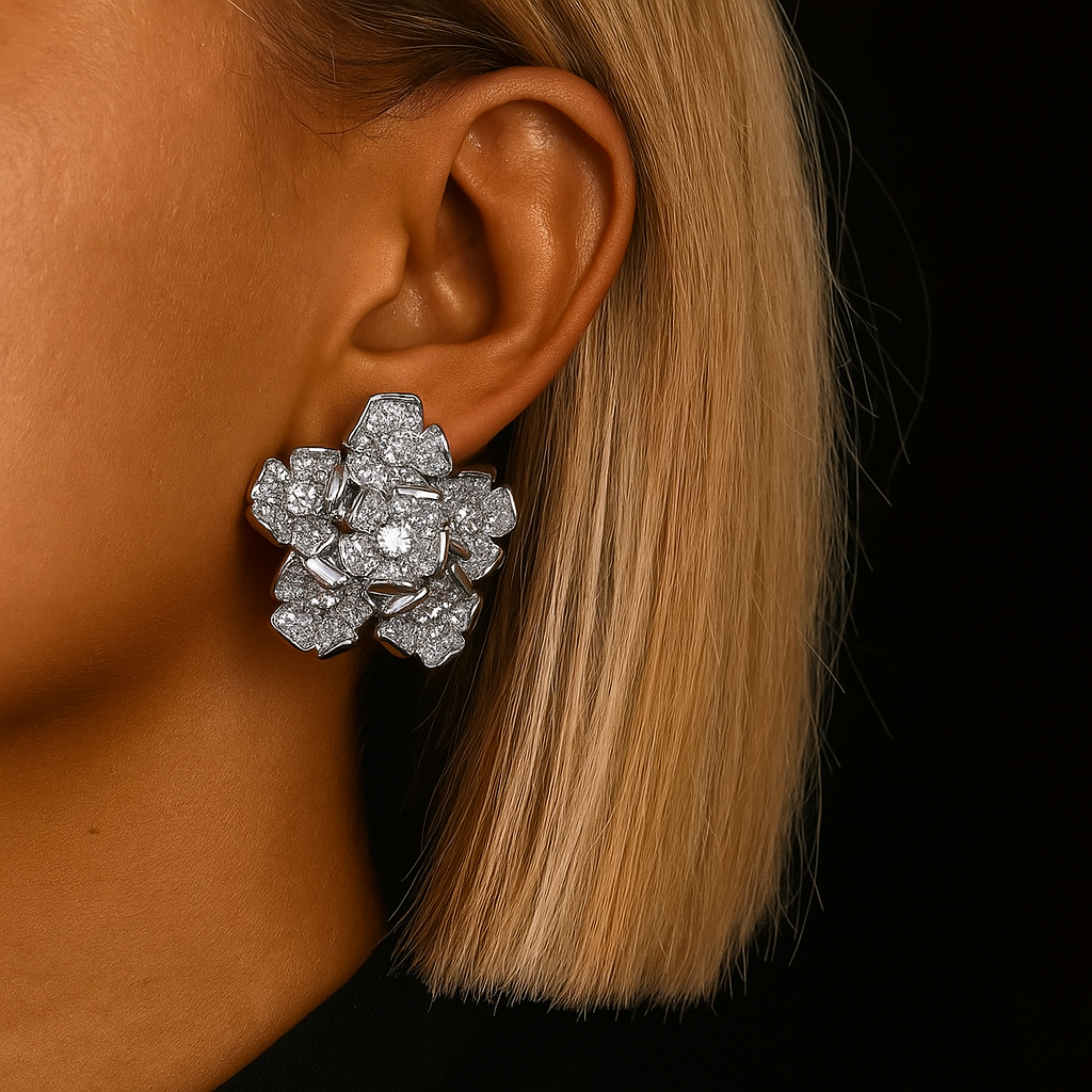 Floral Glamour Earrings & Ring Set