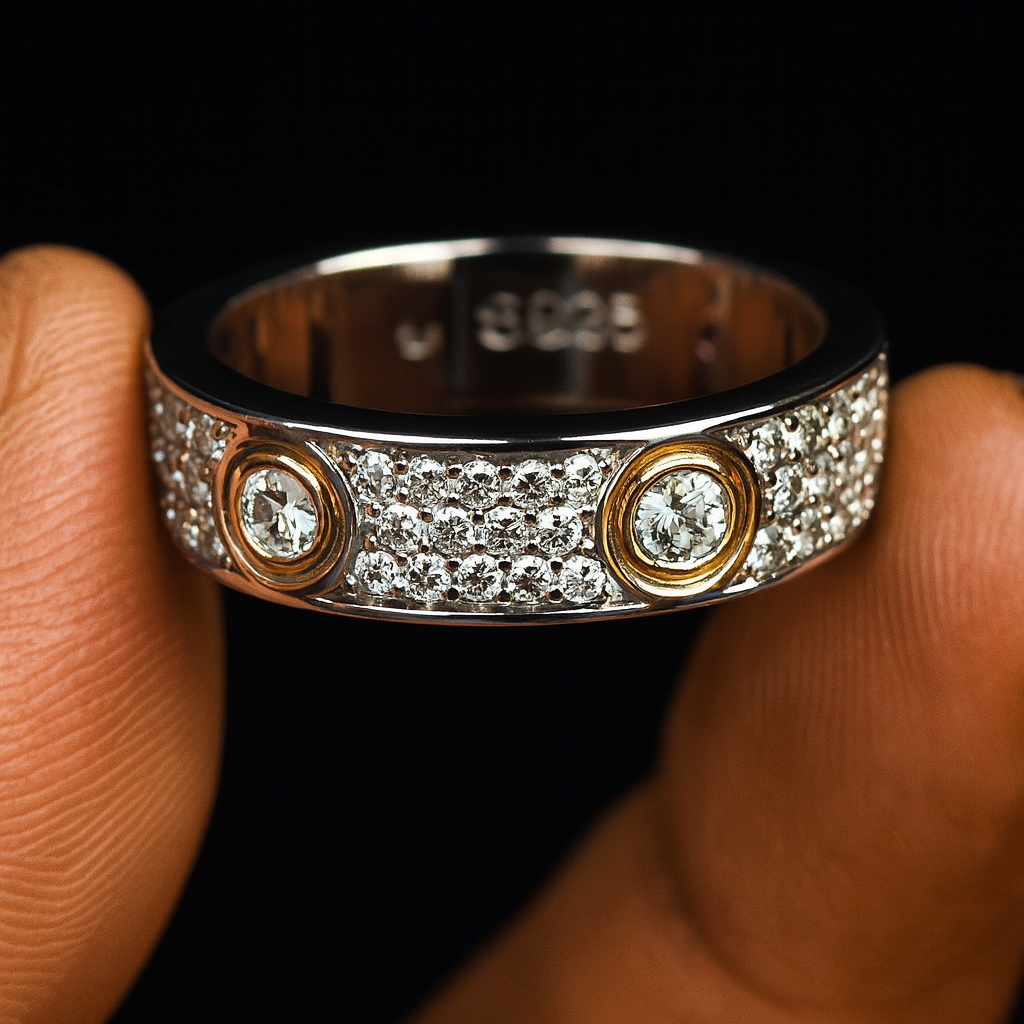S925 Love Band Moissanite Ring