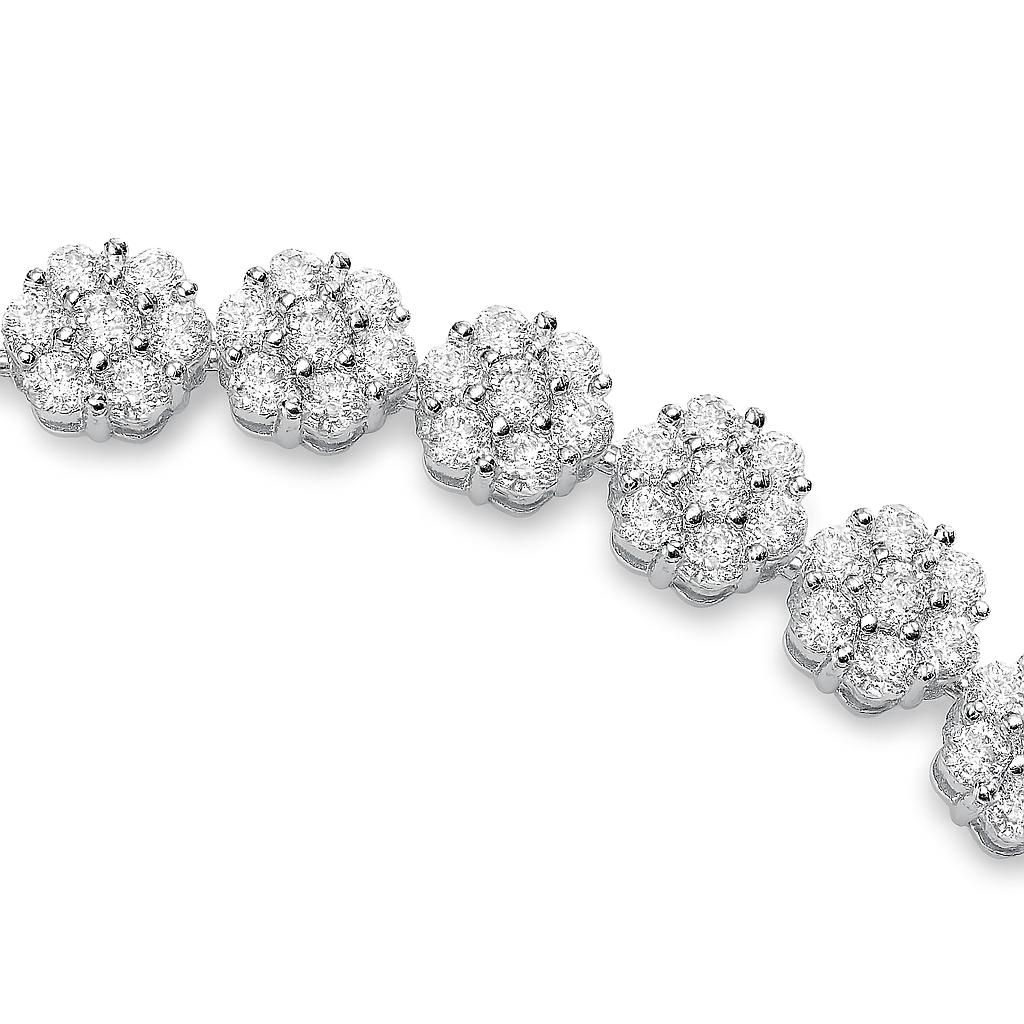 Floral Moissanite Tennis Bracelet & Necklace S925