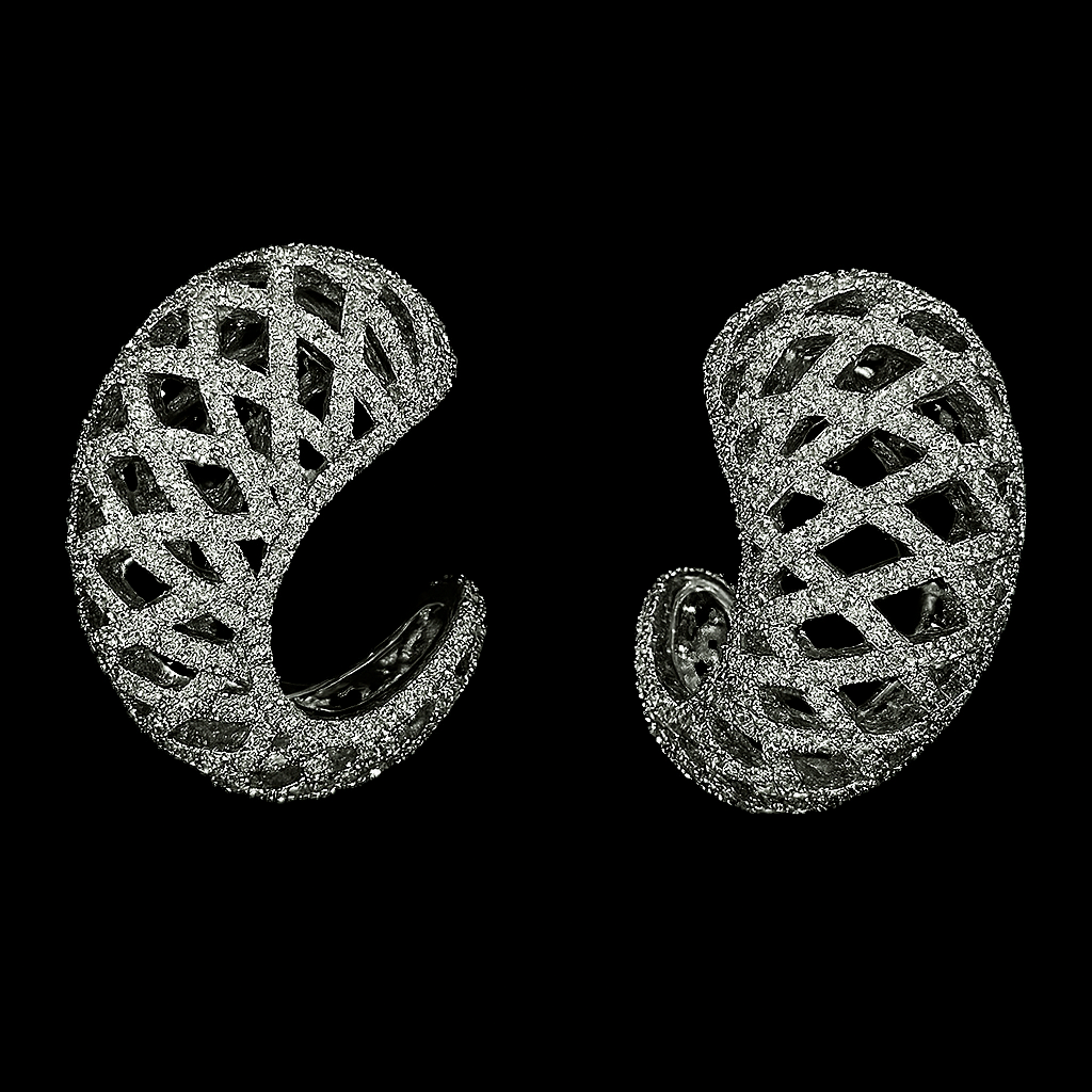 3D Pavé Shell Earrings