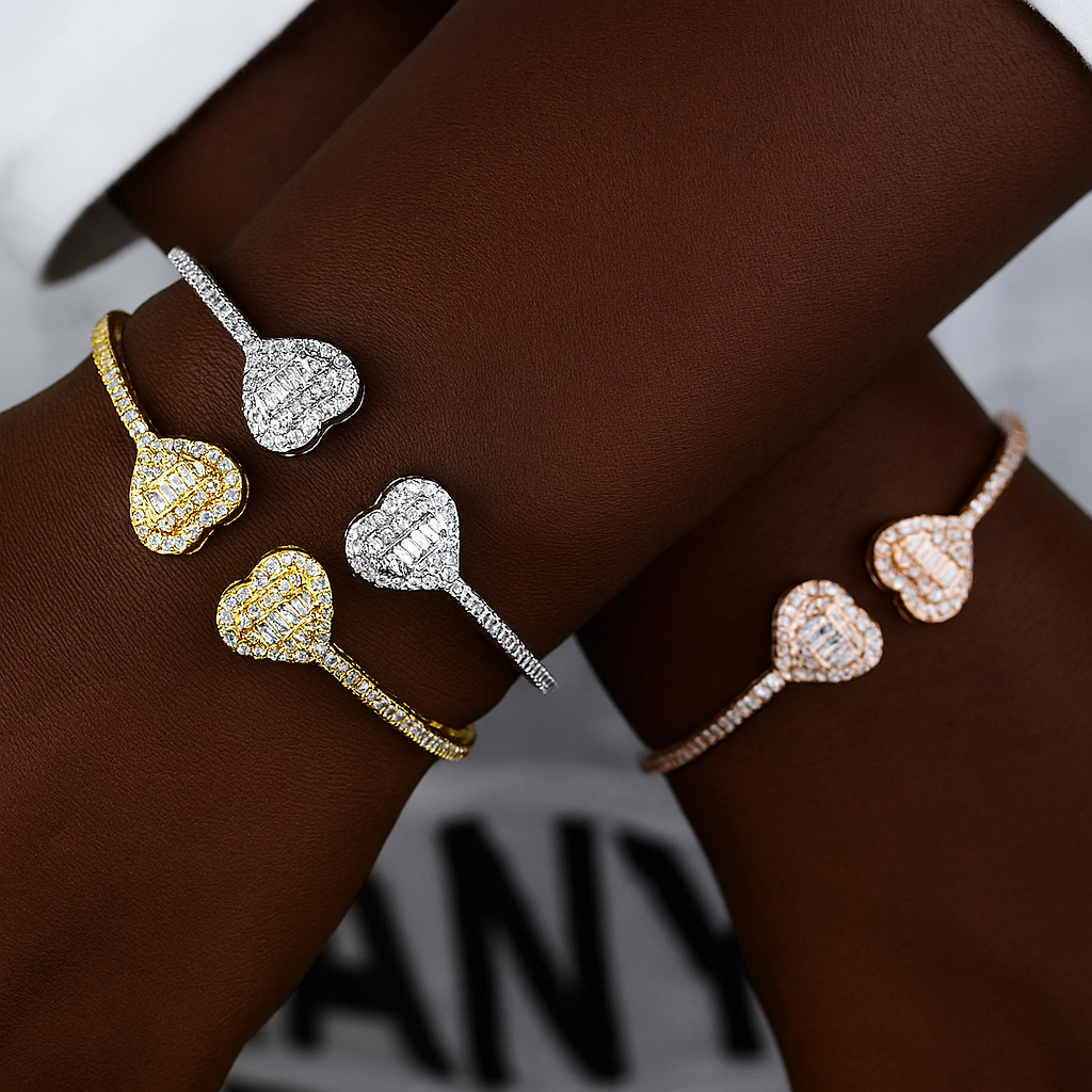 Iced Heart Cuff Bracelet