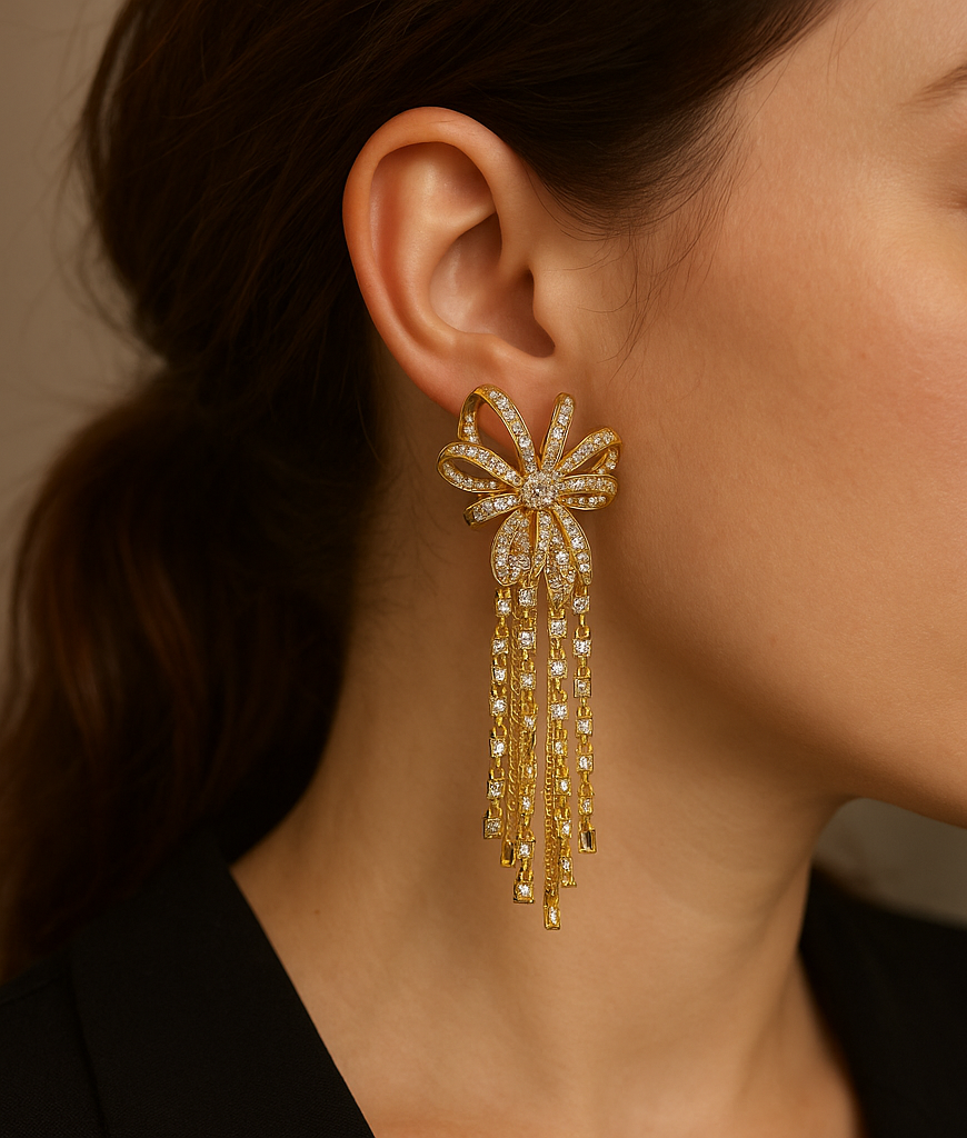 Bowknot Long Tassel Earrings