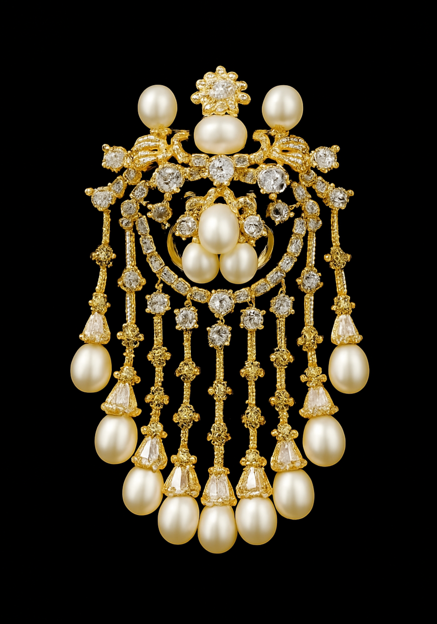 Baroque Pearl Cascade Brooch
