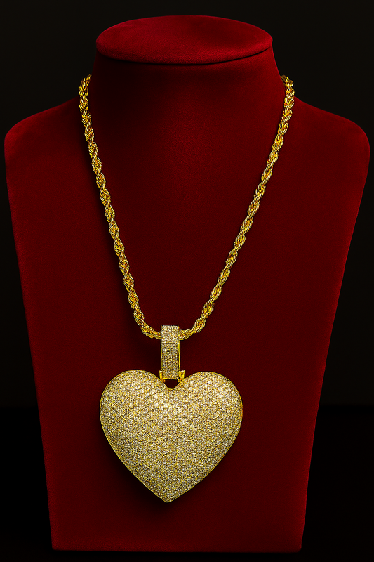 Large Iced Out Heart Pendant