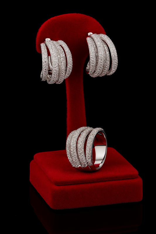 Iced Out Earrings and Ring Set