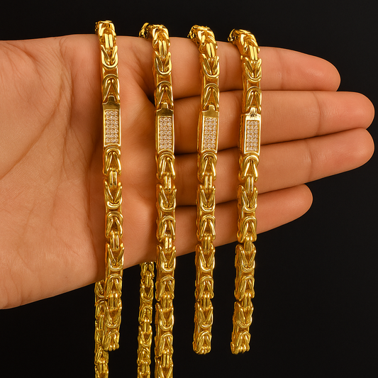 Italian Byzantine Chain with Iced Out Bars