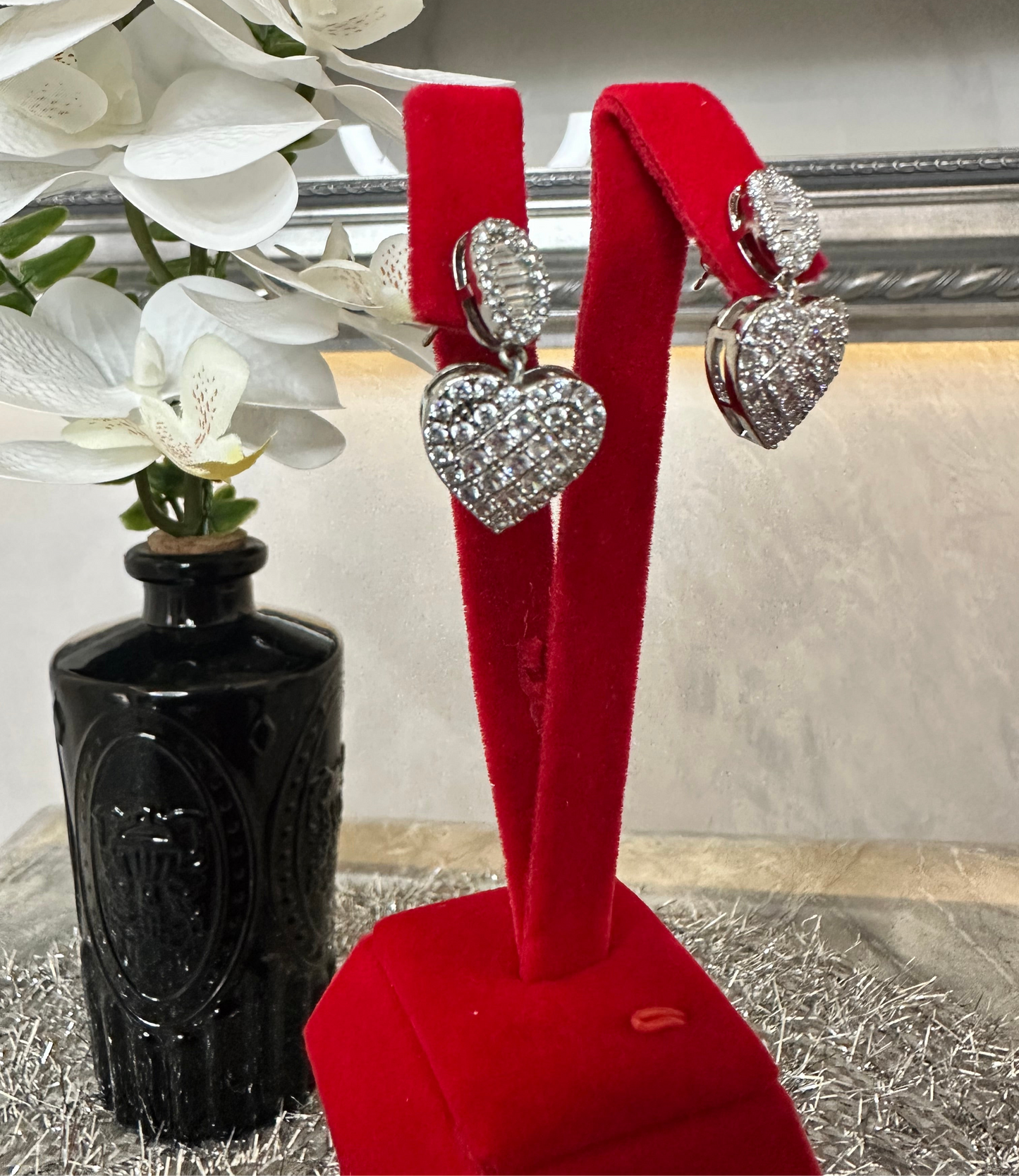 Baguette Heart Drop Earrings