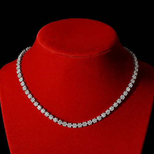 Floral Moissanite Tennis Bracelet & Necklace S925