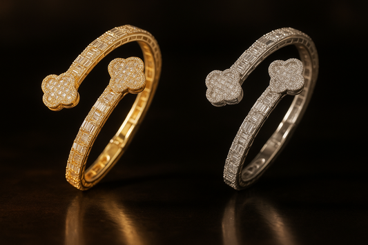 Four Leaf Clover Iced Out Bangle