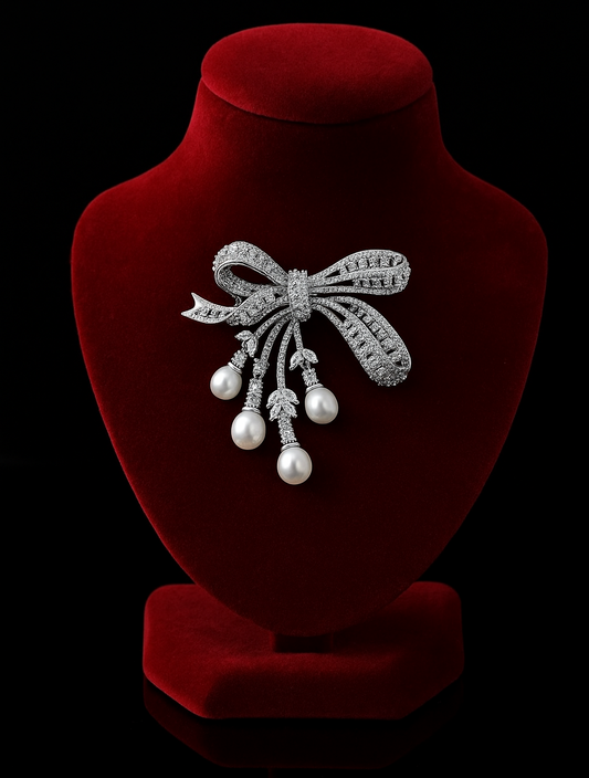 Bowknot Pearl Brooch