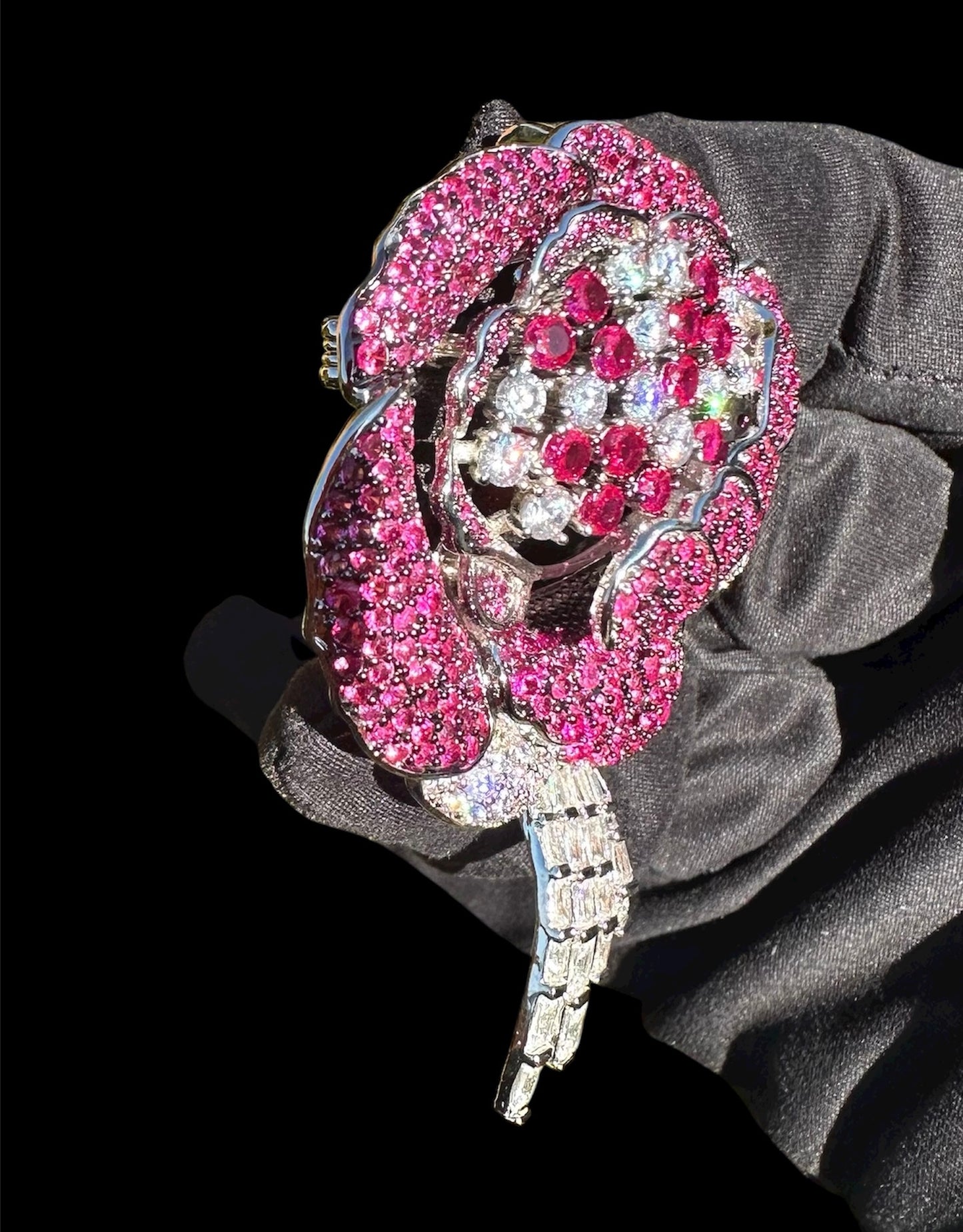 Amarisse™ Ruby Bloom Brooch Pendant 2in1