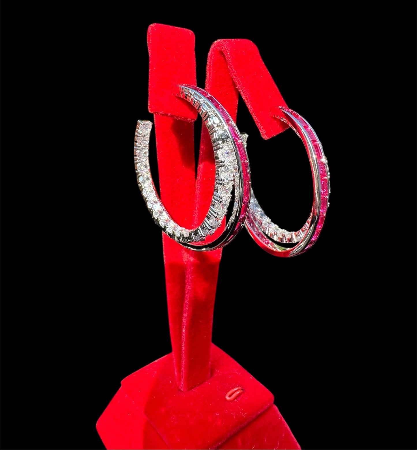 Valleria™ Regal Ruby & Sapphire Hoop Earrings
