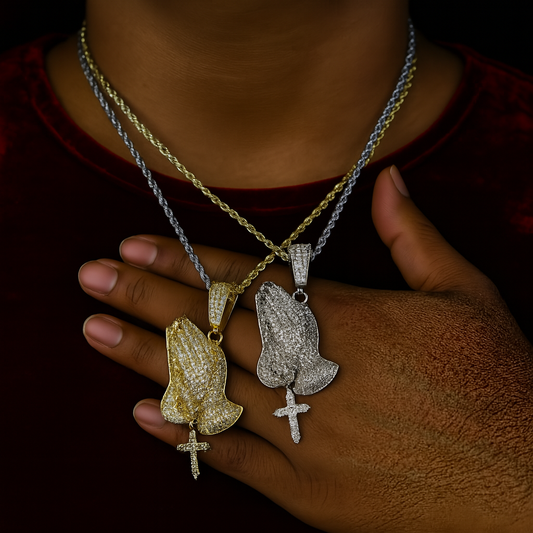 Iced Out Praying Hands Pendant