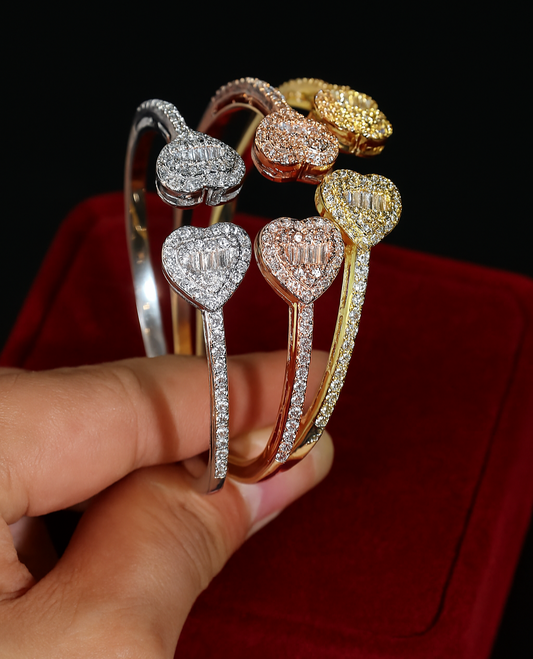 Iced Heart Cuff Bracelet