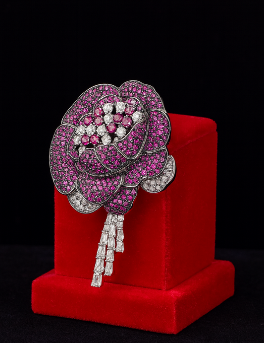 Amarisse™ Ruby Bloom Brooch Pendant 2in1