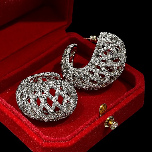 3D Pavé Shell Earrings