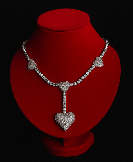 Heart Drop Tennis Necklace