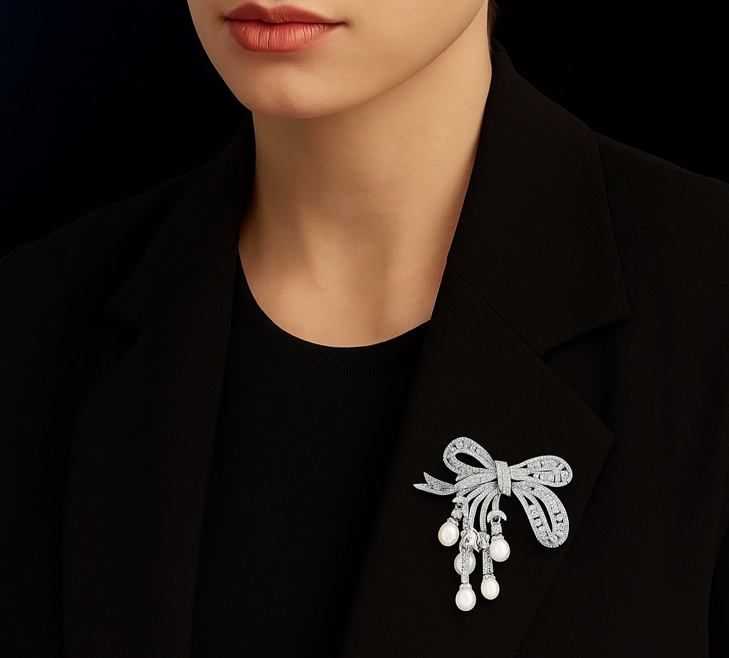 Bowknot Pearl Brooch