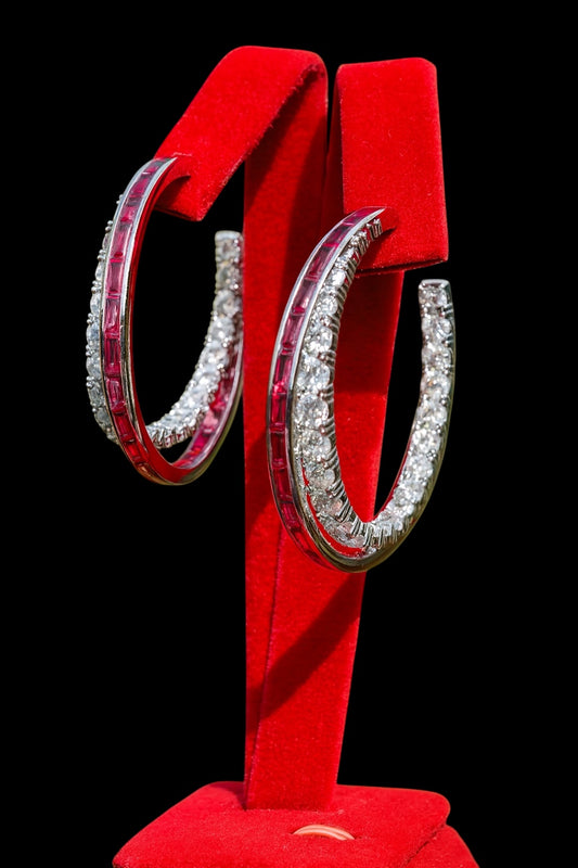 Valleria™ Regal Ruby & Sapphire Hoop Earrings
