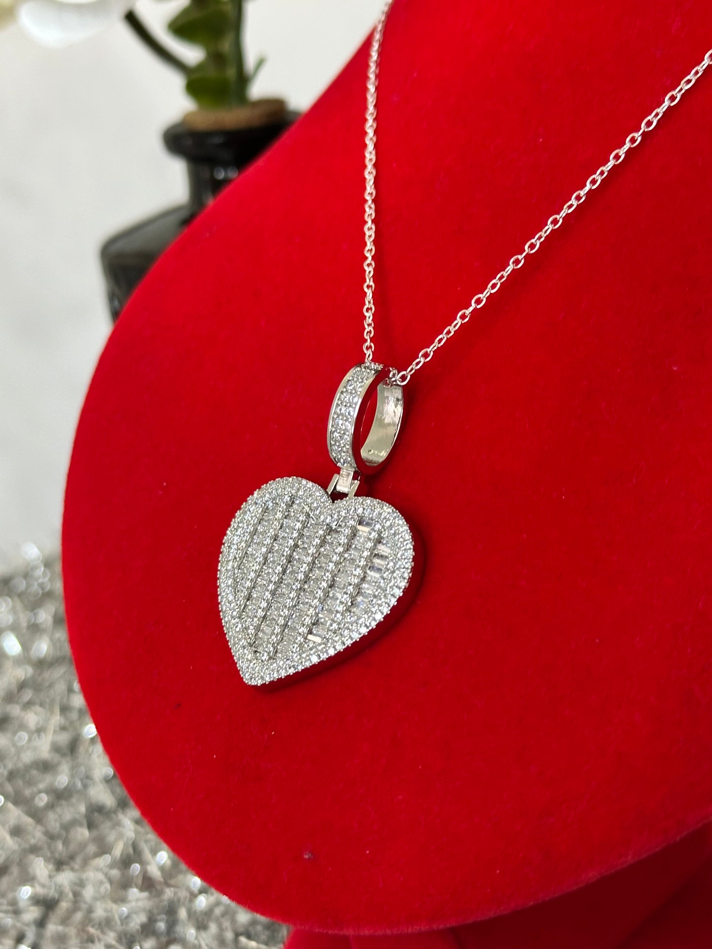 Lustra™ Heart-Cut Baguette Cuban Necklace