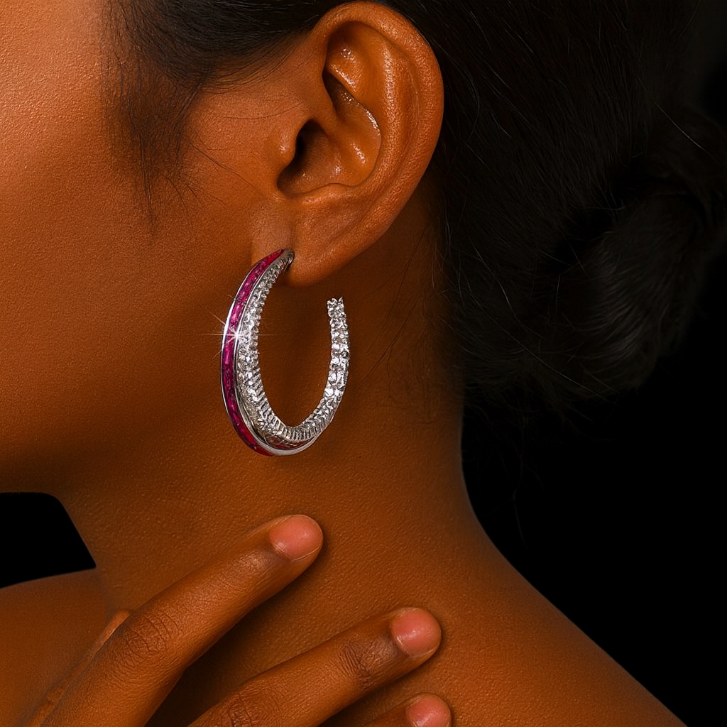 Valleria™ Regal Ruby & Sapphire Hoop Earrings