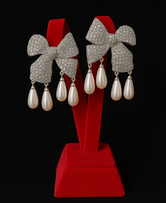 The Belle Bow Pearl Earrings