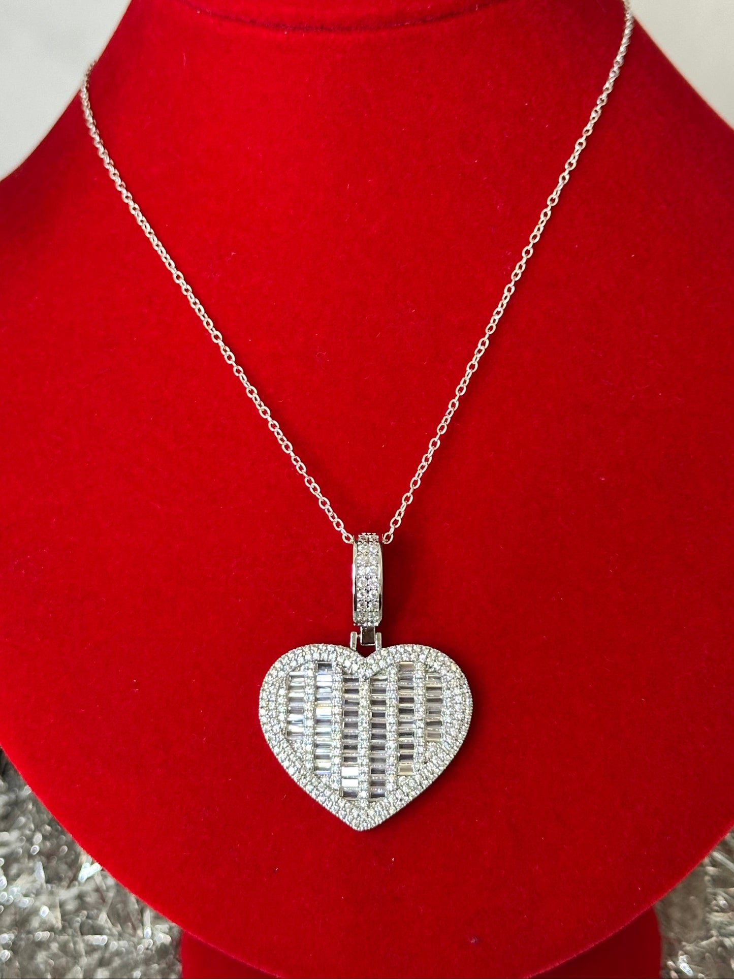 Lustra™ Heart-Cut Baguette Cuban Necklace