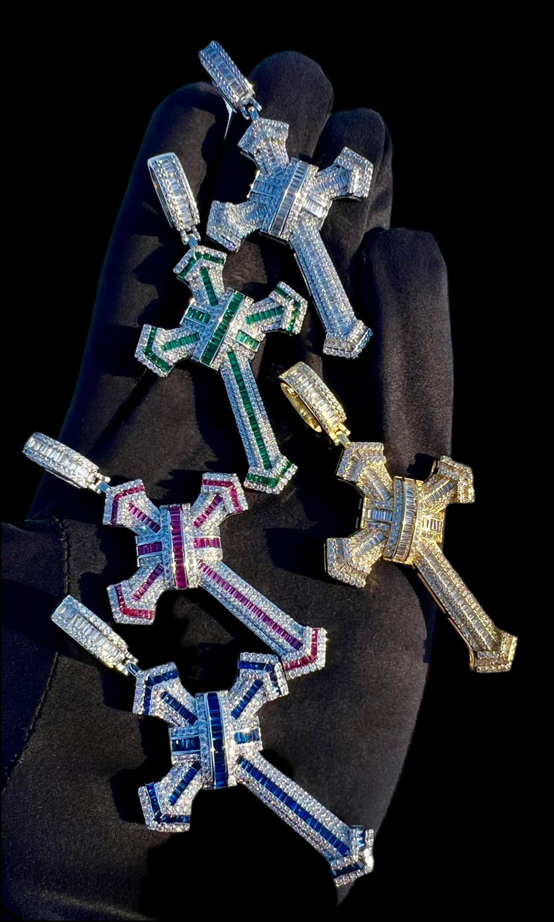 Iced Baguette Cross Pendant
