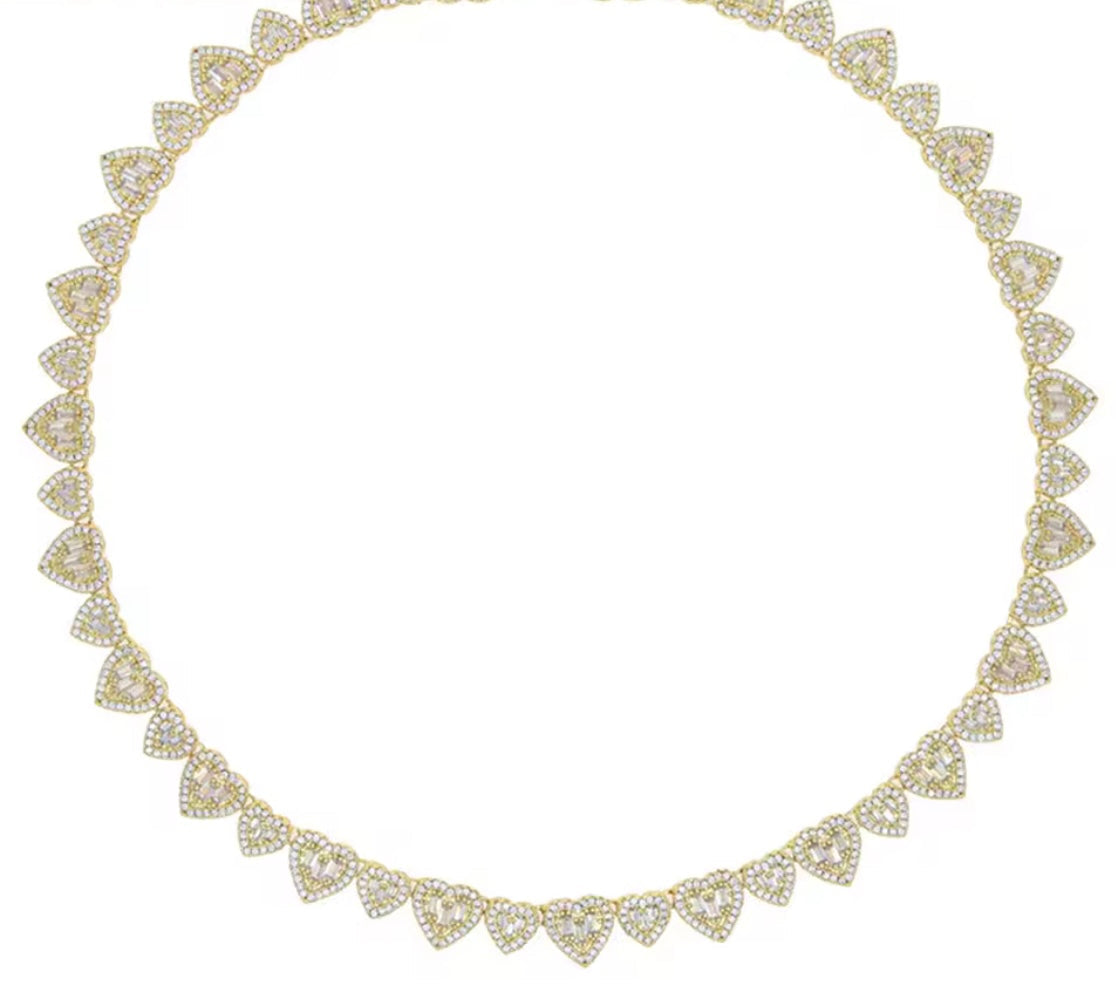 Lustra™ Heart-Cut Baguette Cuban Necklace