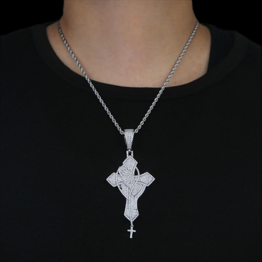 Bussdown Praying Hands Cross Pendant