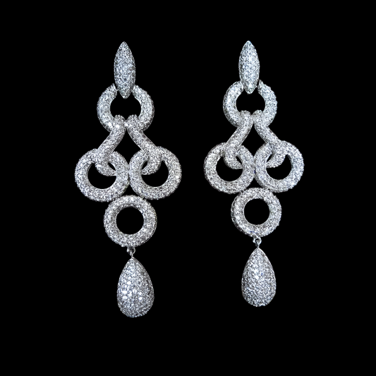 Ice Out Pave Drop Earrings - White Gold