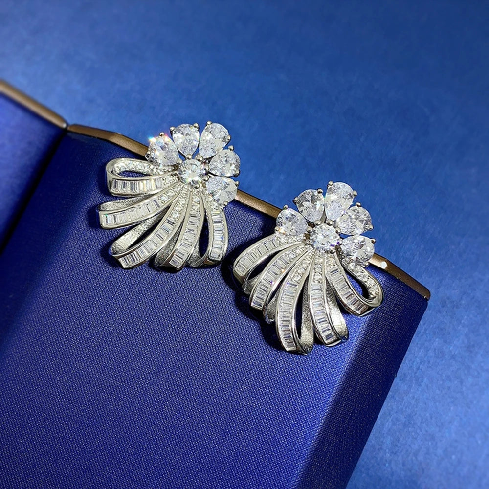 S925 Wave Earrings - White Gold