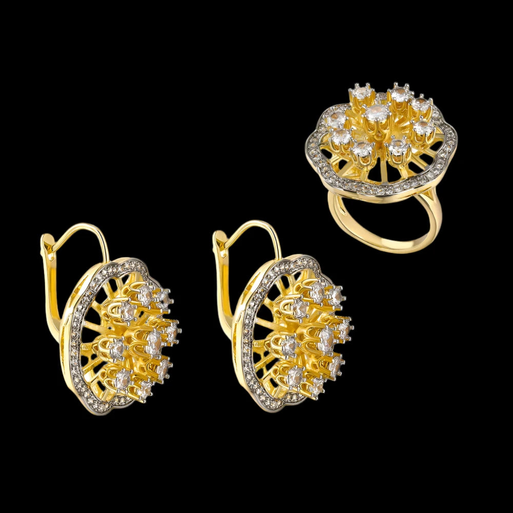 Russian Earrings and Ring Set - Yellow Gold