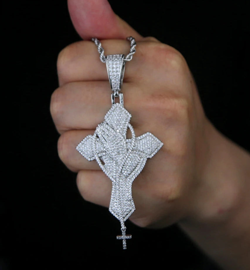 Bussdown Praying Hands Cross Pendant