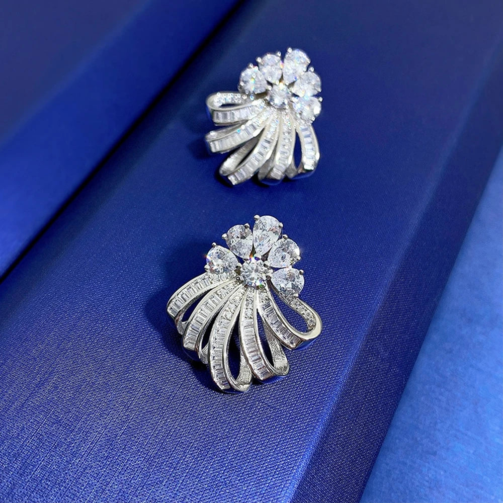 S925 Wave Earrings - White Gold