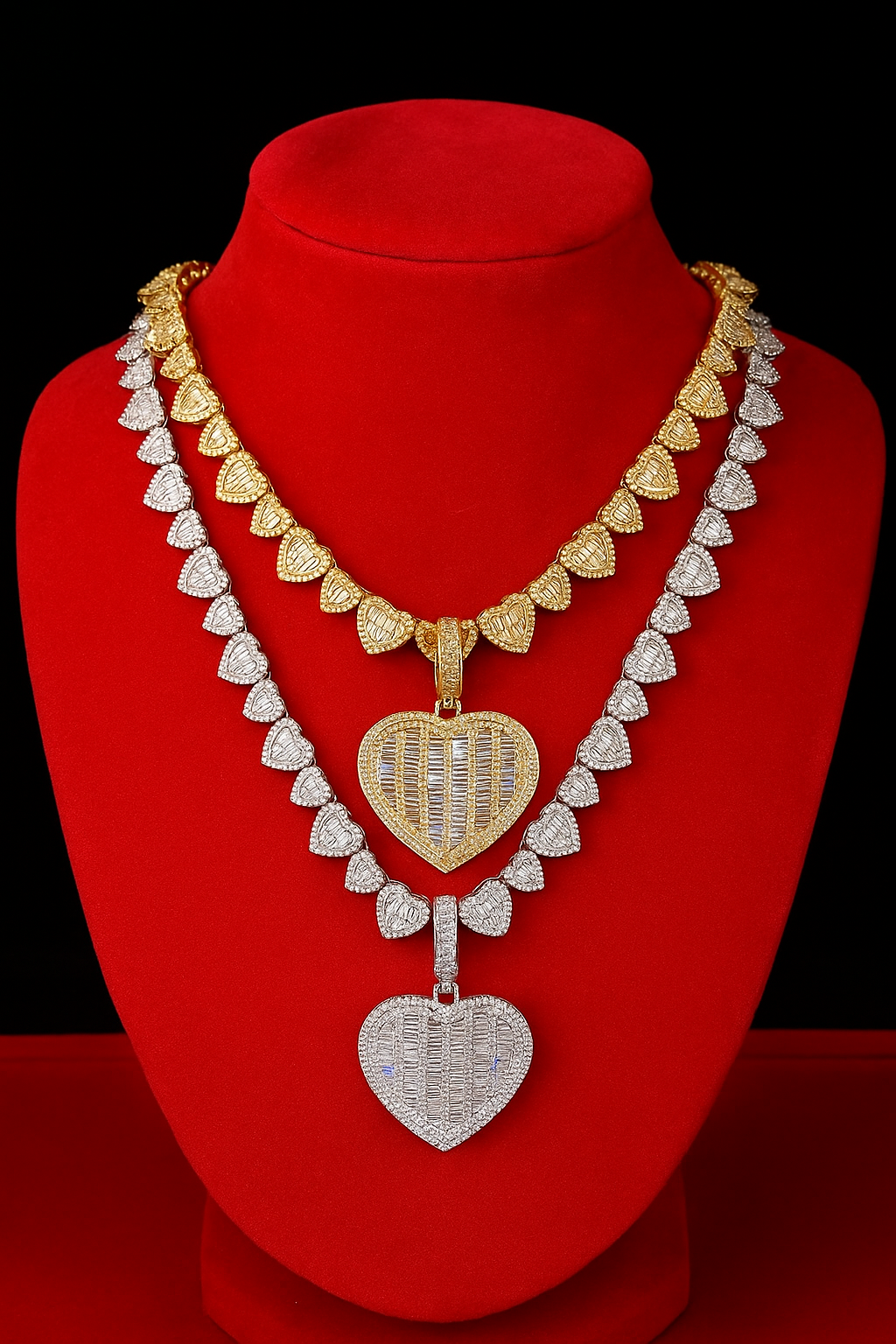 Lustra™ Heart-Cut Baguette Cuban Necklace