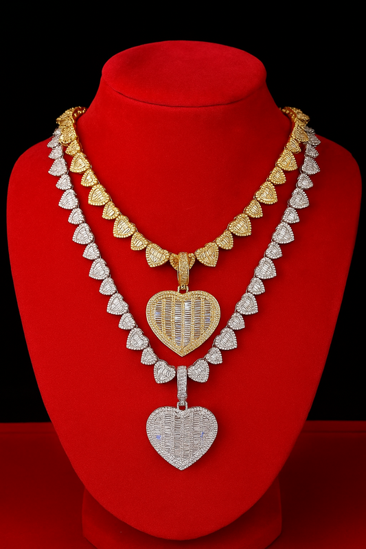Lustra™ Heart-Cut Baguette Cuban Necklace